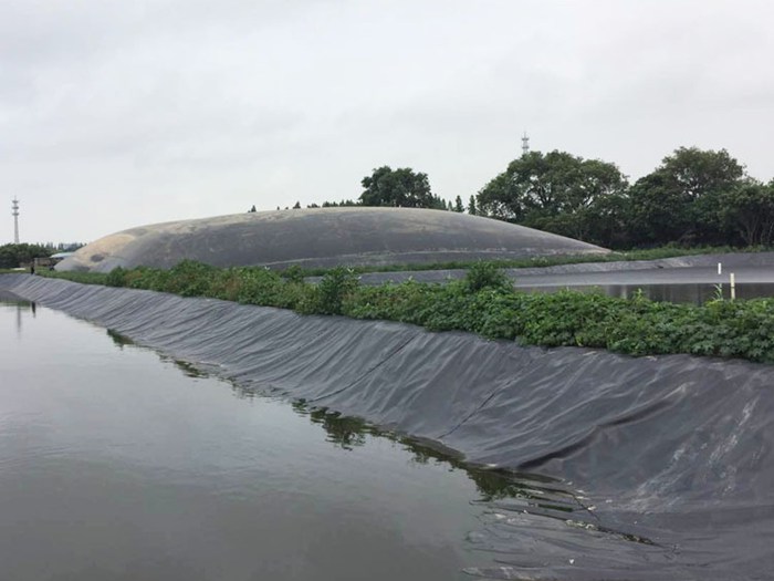黑膜沼气池工程完工实景 养殖场HDPE黑膜气封面